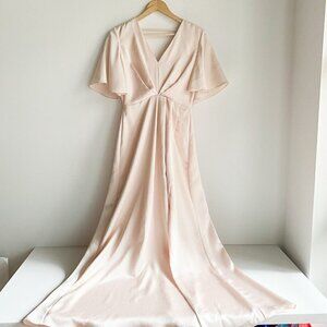 Lovers and Friends Blush Pink Empire Wiast Butterfly  Sleeve Front Slit Dress